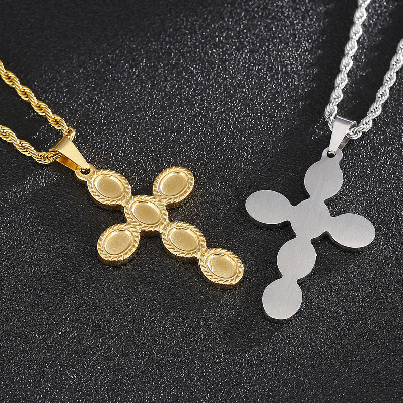 Casual Stainless Steel Cross Pendant for Men - Trendy Titanium Steel Accessory