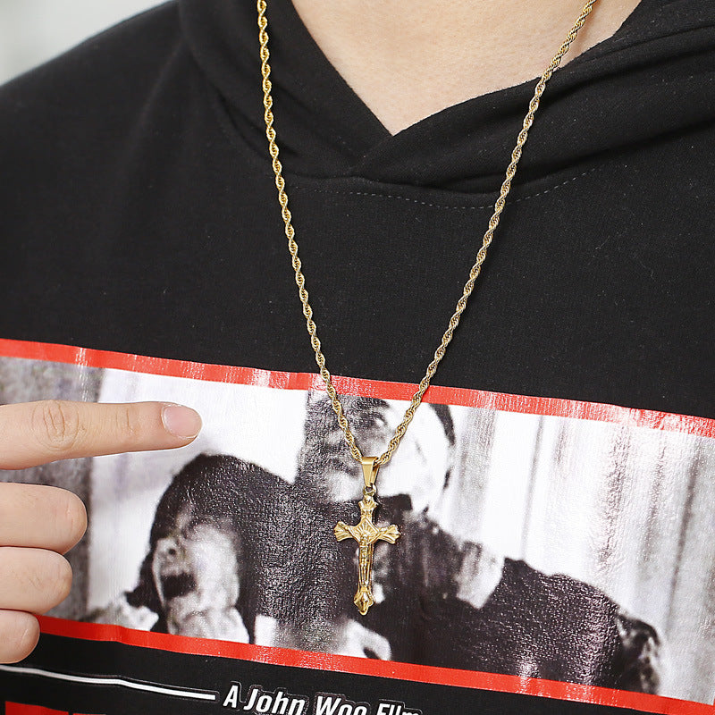 Stylish Men's Stainless Steel Cross Pendant by Planderful Collection, Everyday Genie Edition