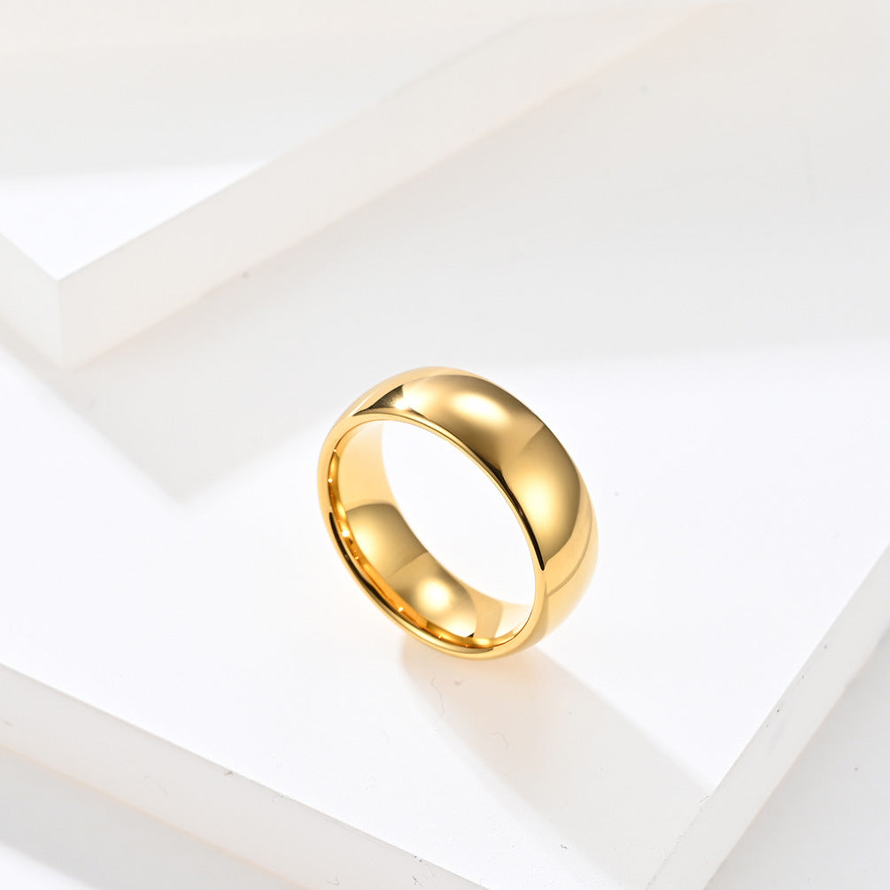 Inner And Outer Arc 18K Gold Tungsten Steel Ring For Men