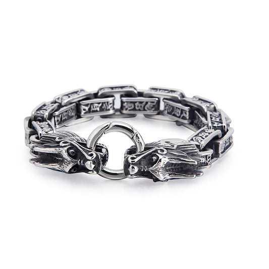 Stylish Retro Titanium Steel Dragon Bracelet for Men - American and European Fashion Statement