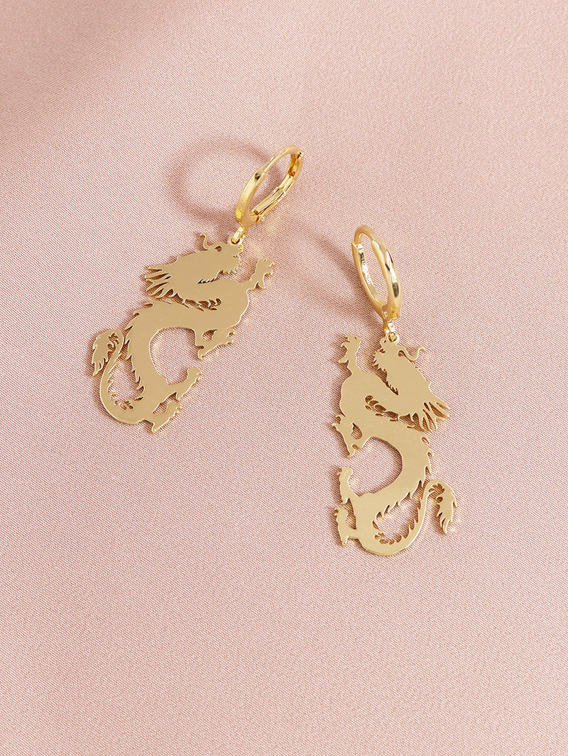Exaggerated Dragon Earrings with Loong Element - Metal Cross-Border Jewelry from Europe and the USA