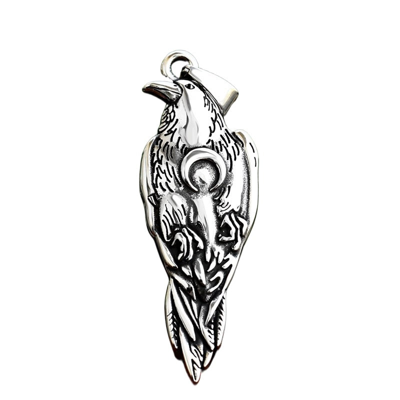 Nordic Viking Crow Titanium Steel Pendant - Retro Animal Jewelry for Men in Wholesale Fashion