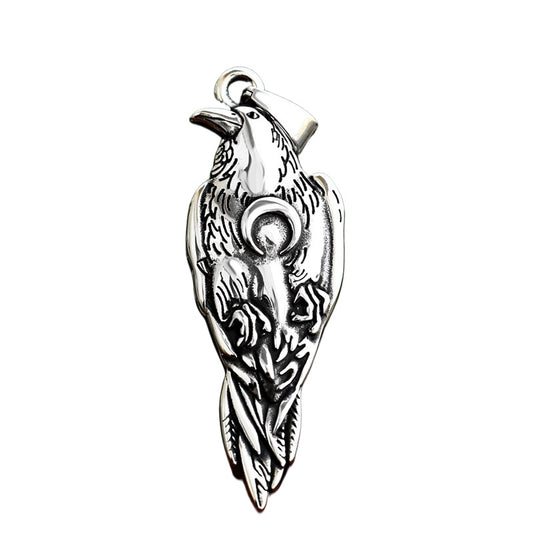 Nordic Viking Crow Titanium Steel Pendant - Retro Animal Jewelry for Men in Wholesale Fashion