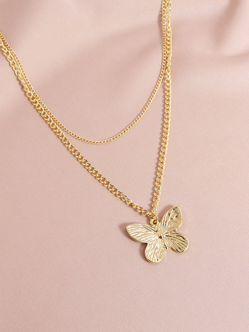 Amazon Butterfly Double Necklace for Women - Elegant Cross-Border Jewelry Piece