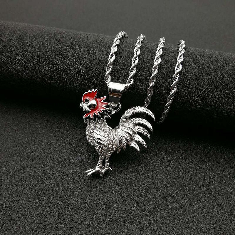 Zircon Necklace - Statement Gold Plated Rooster Pendant