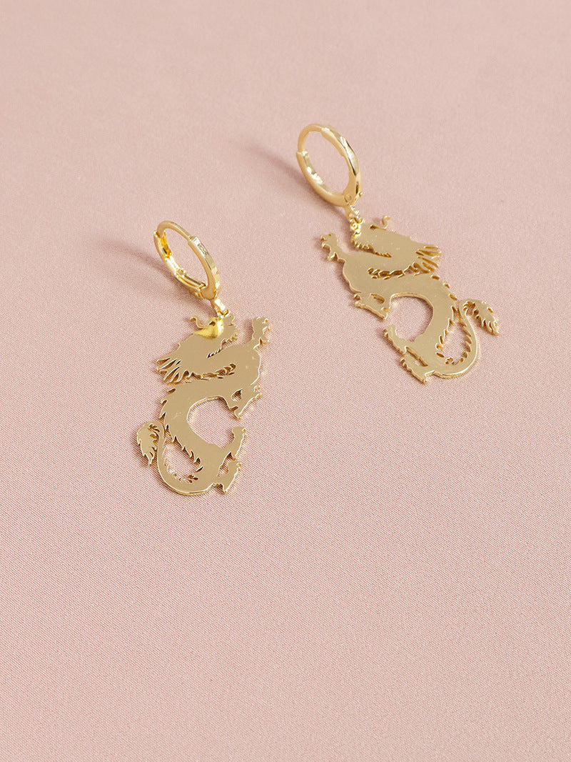 Exaggerated Dragon Earrings with Loong Element - Metal Cross-Border Jewelry from Europe and the USA