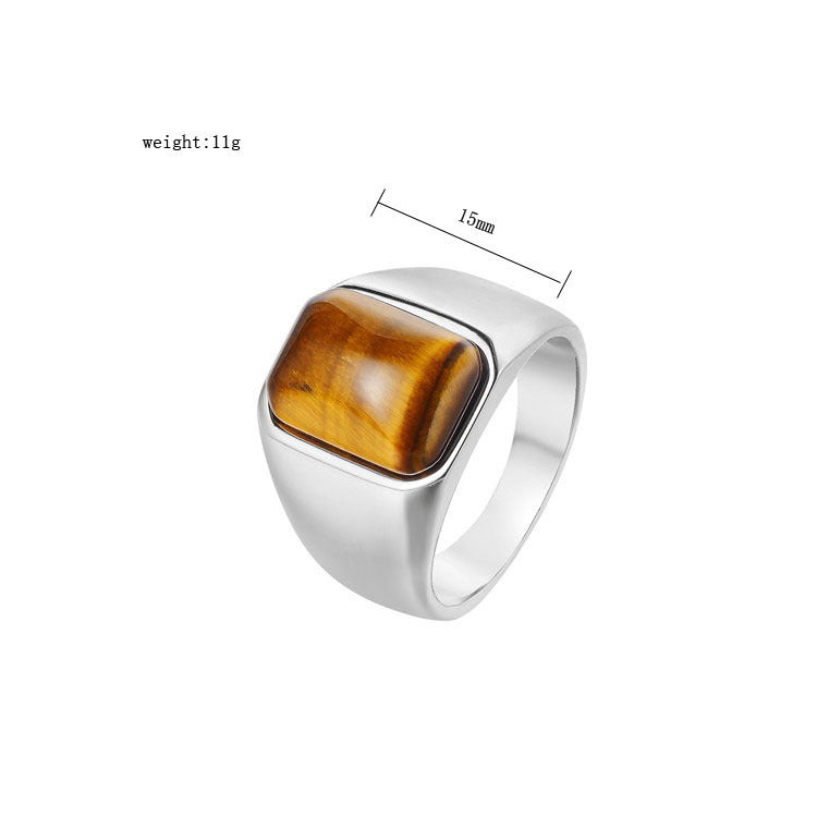 Tiger Eye Ring Titanium Steel Unisex Jewelry For Men And Women Bold Protection Statement Planderful