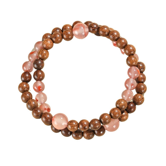 Strawberry Quartz Agate Sandalwood Bracelet