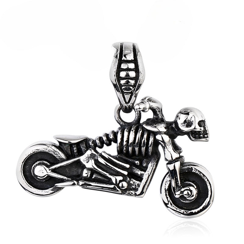 Stylish Titanium Skull Pendant for Men - European and American Motorcycle-Inspired Stainless Steel Jewelry