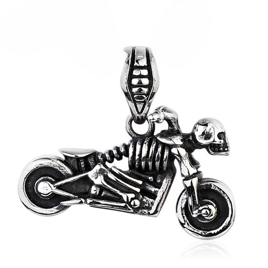 Stylish Titanium Skull Pendant for Men - European and American Motorcycle-Inspired Stainless Steel Jewelry