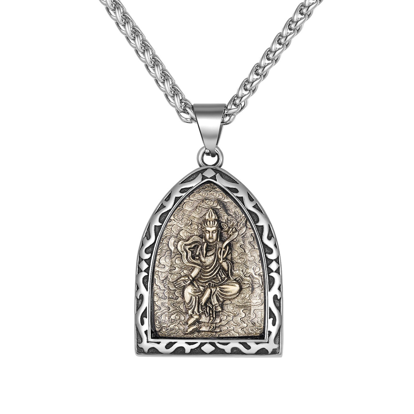 Steel Necklace – Elegant Zodiac Buddha Pendant