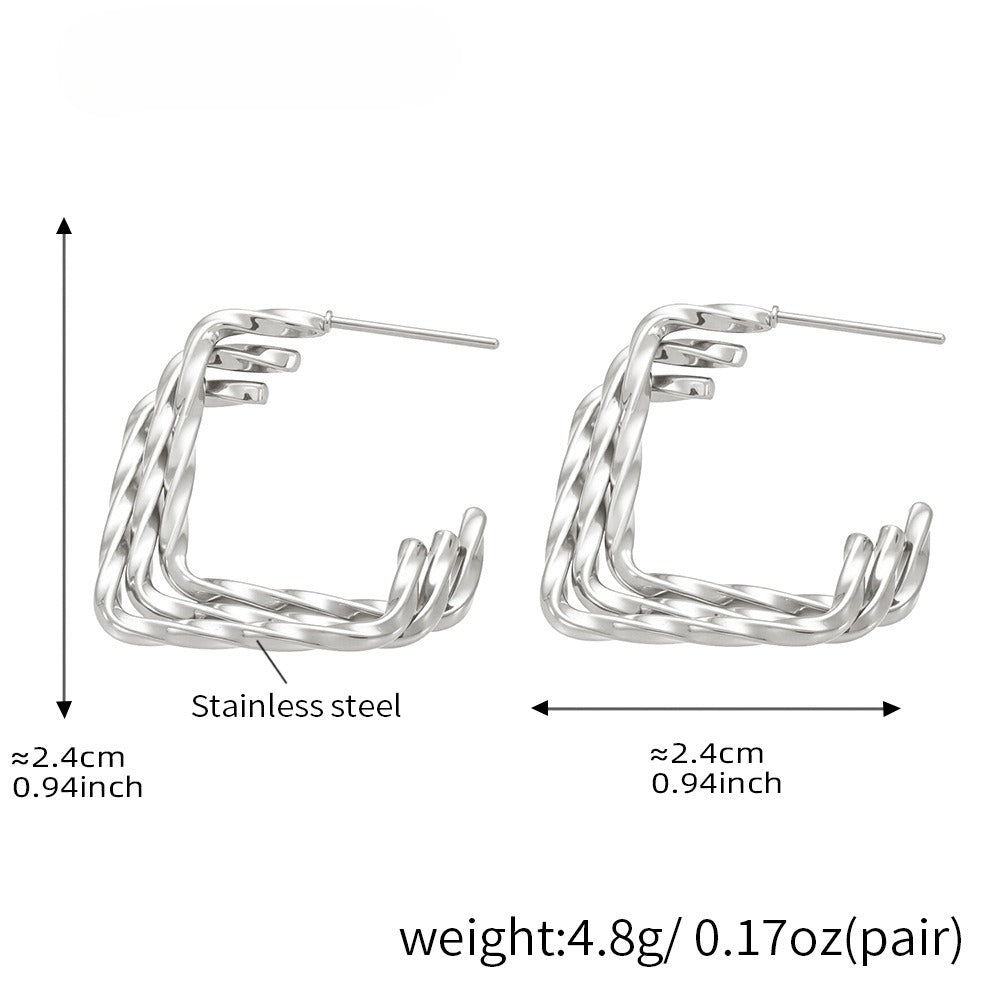 Planderful Women C Shape Stainless Steel Earrings GoldPlated