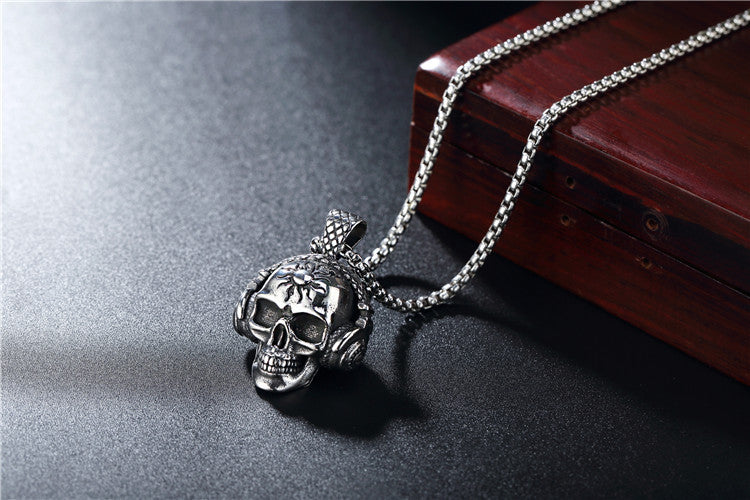 Skull Headphones Titanium Steel Pendant Necklace
