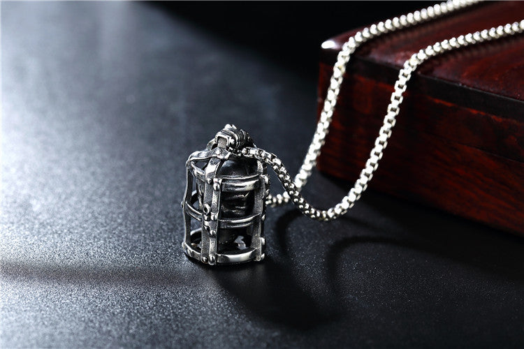 Prison Skull Titanium Steel Pendant Necklace