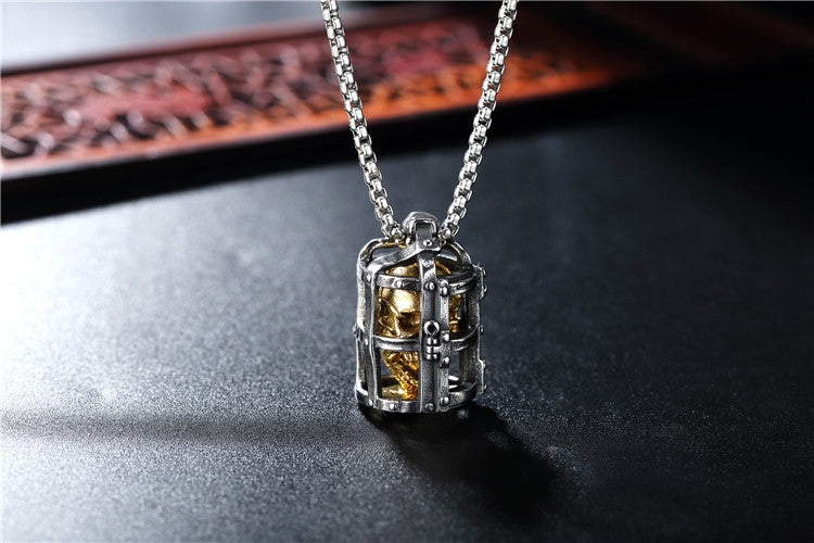 Prison Skull Titanium Steel Pendant Necklace