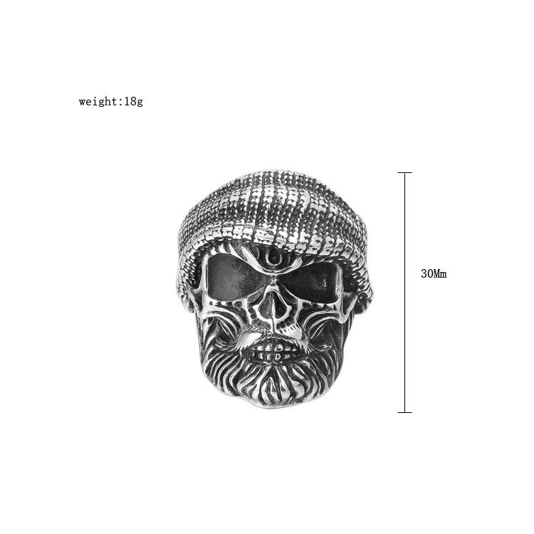 Titanium Steel Hat Skull Ring