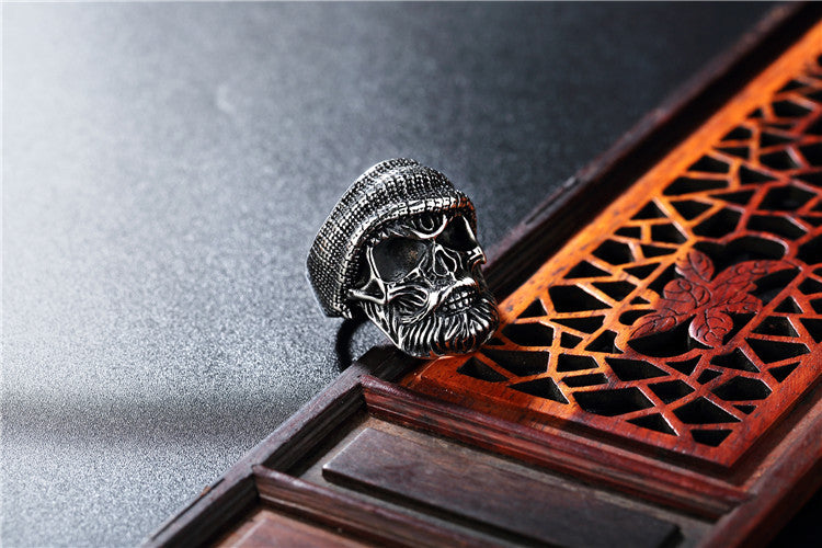 Titanium Steel Hat Skull Ring
