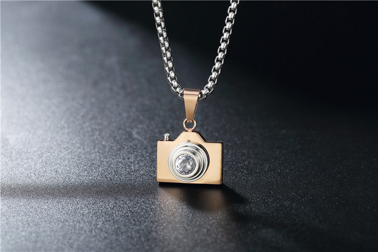 Planderful Everyday Genie Stainless Steel Camera Pendant Necklace For Men And Women Unisex Gift