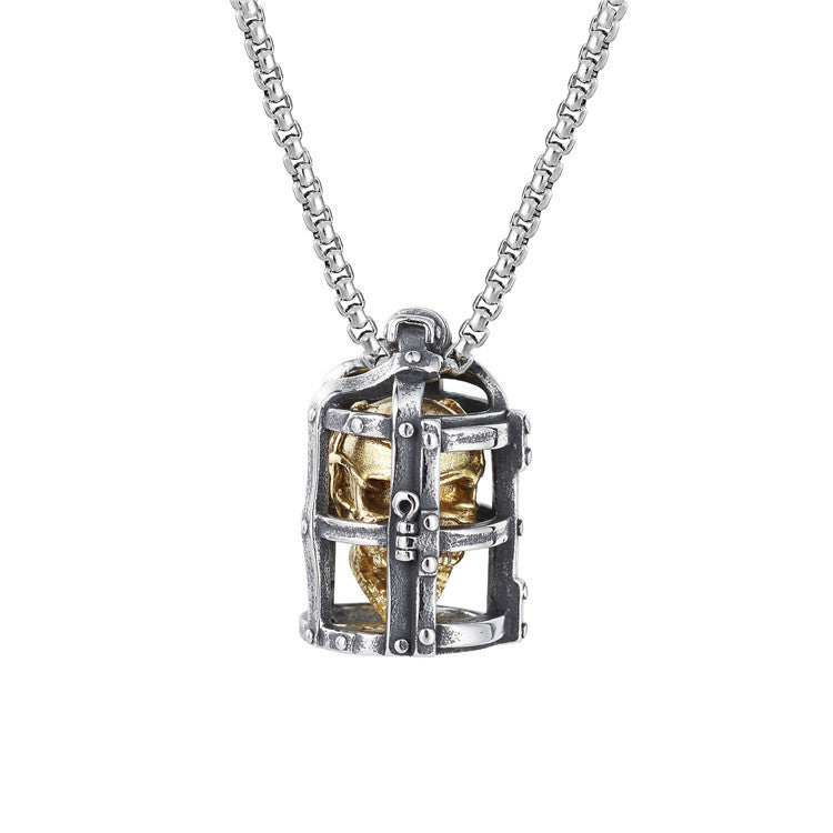 Prison Skull Titanium Steel Pendant Necklace