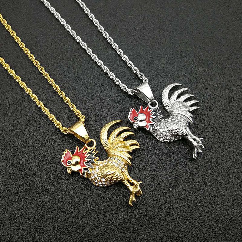 Zircon Necklace - Statement Gold Plated Rooster Pendant