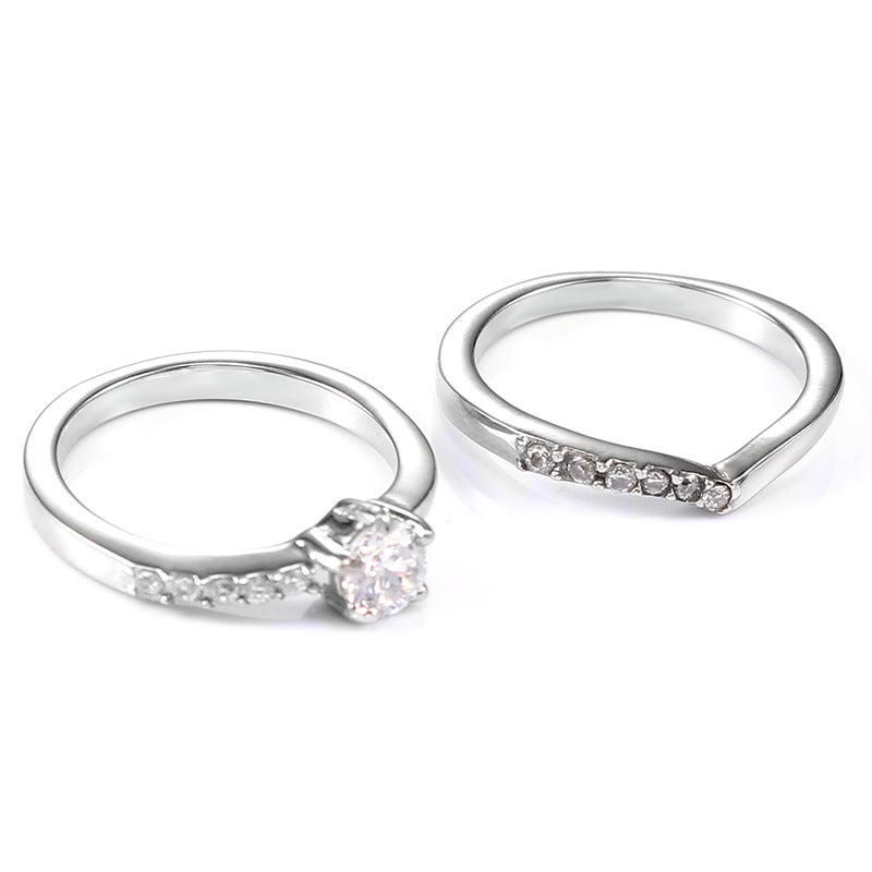 Chic Titanium Steel Women's Ring Set - Personalized Simple Stainless Steel Jewelry for Everyday Style