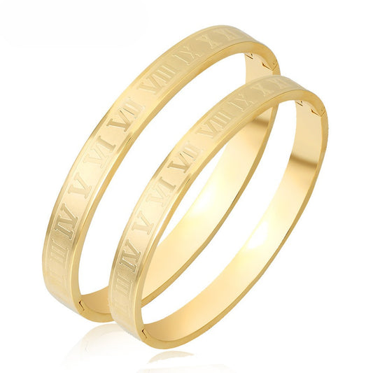 Planderful Titanium Steel Bracelet Unisex Durable Minimalist Roman Design For Couples