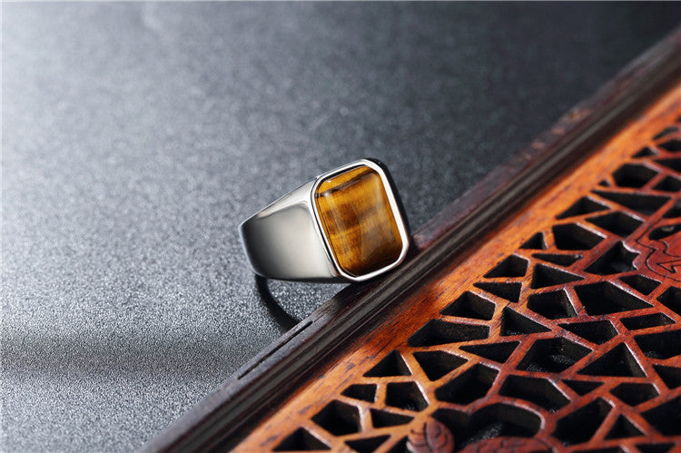 Tiger Eye Ring Titanium Steel Unisex Jewelry For Men And Women Bold Protection Statement Planderful