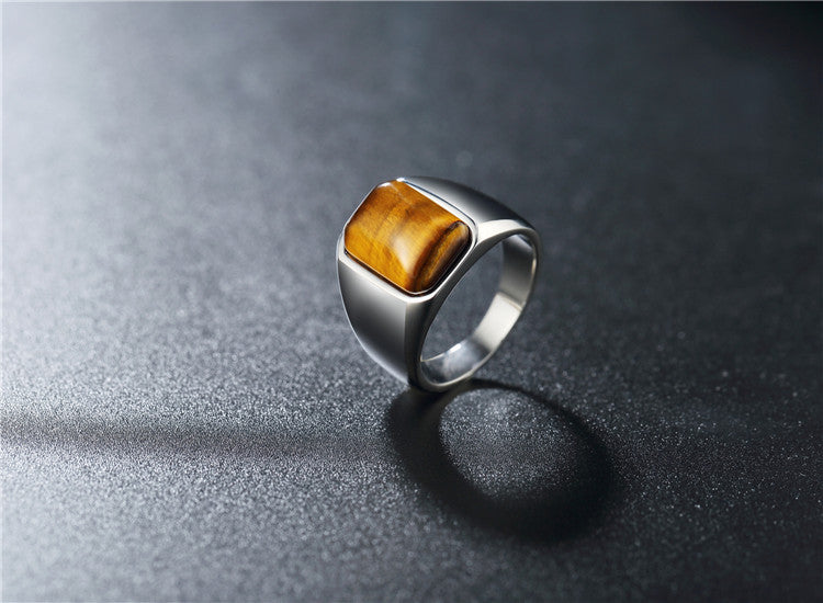 Tiger Eye Ring Titanium Steel Unisex Jewelry For Men And Women Bold Protection Statement Planderful