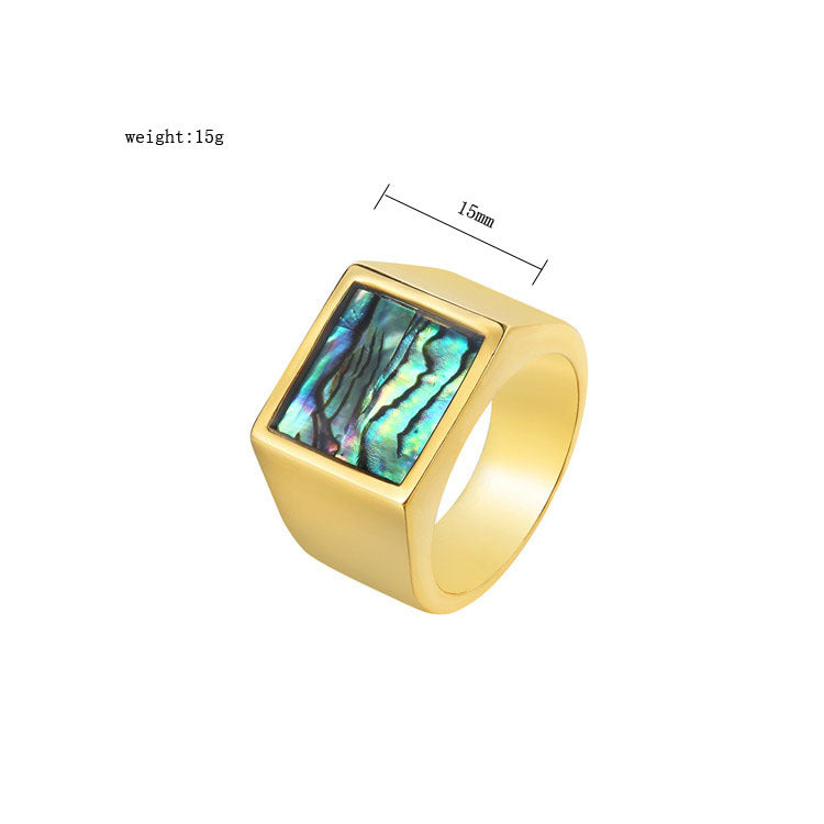Planderful Titanium Steel Ring For Men Unisex Minimalist Gold Plated Shield Protection