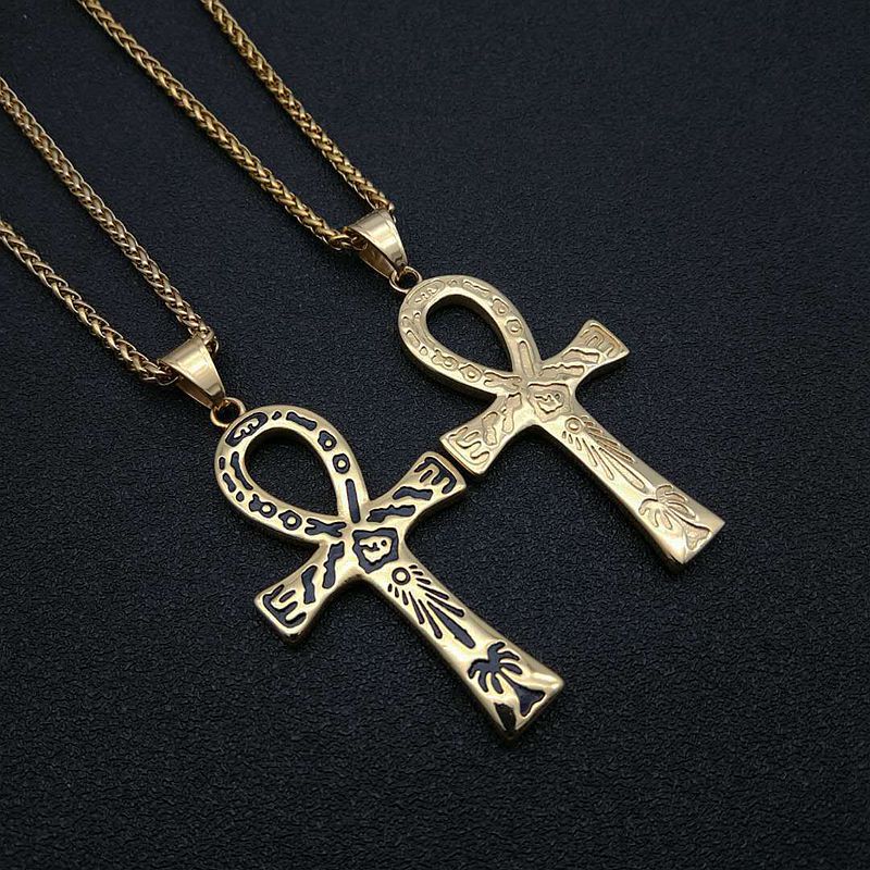 Egyptian Ankh Key Pendant Stainless Steel Necklace Unisex Hip Hop Bold Style Planderful Everyday Genie