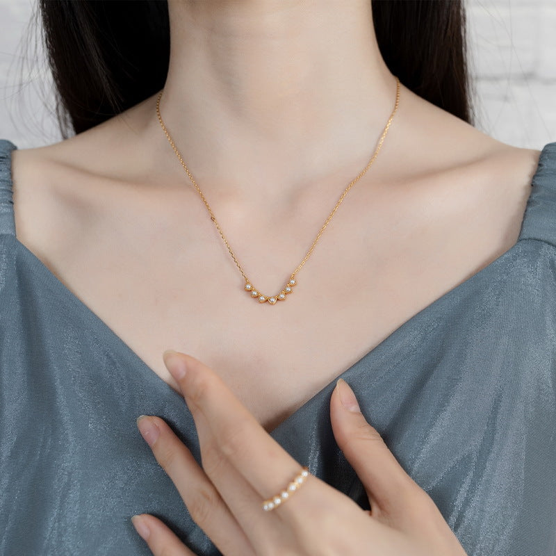 Maple Leaf Element Leaf Tip Pearl Sterling Silver Necklace