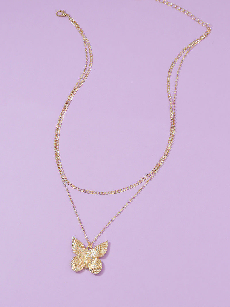 Butterfly Charm Necklace - Elegant Double Butterfly Pendant - Boho Chic Jewelry