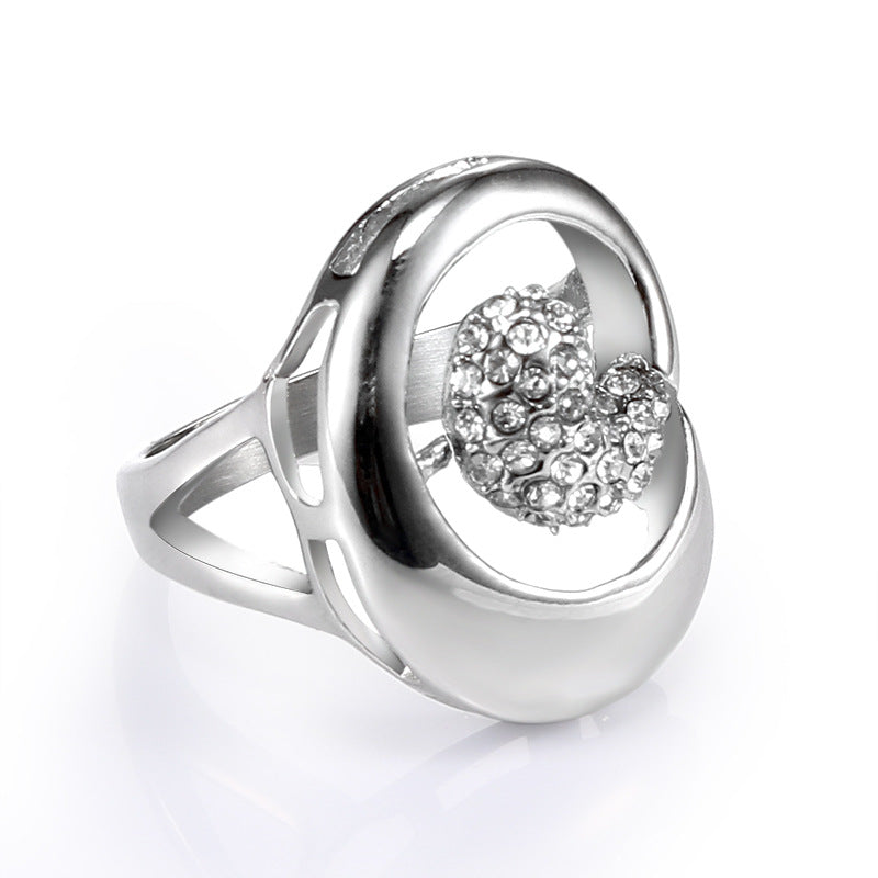 Personalized Titanium Steel Women's Ring with Zircon Accents - Korean Fashion Jewelry