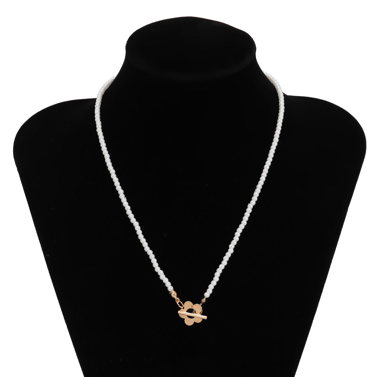 Planderful Beaded Necklace White Beads Flower Buckle Elegant Statement Jewelry For Women Vienna Verve
