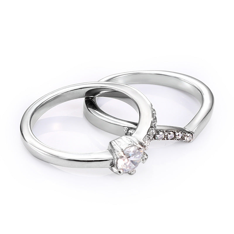 Chic Titanium Steel Women's Ring Set - Personalized Simple Stainless Steel Jewelry for Everyday Style