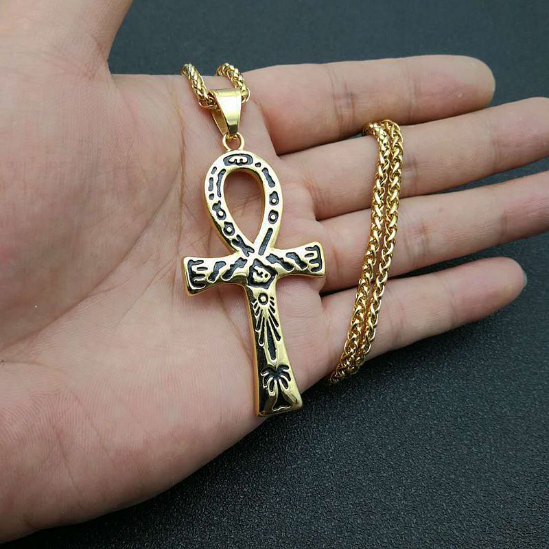 Egyptian Ankh Key Pendant Stainless Steel Necklace Unisex Hip Hop Bold Style Planderful Everyday Genie
