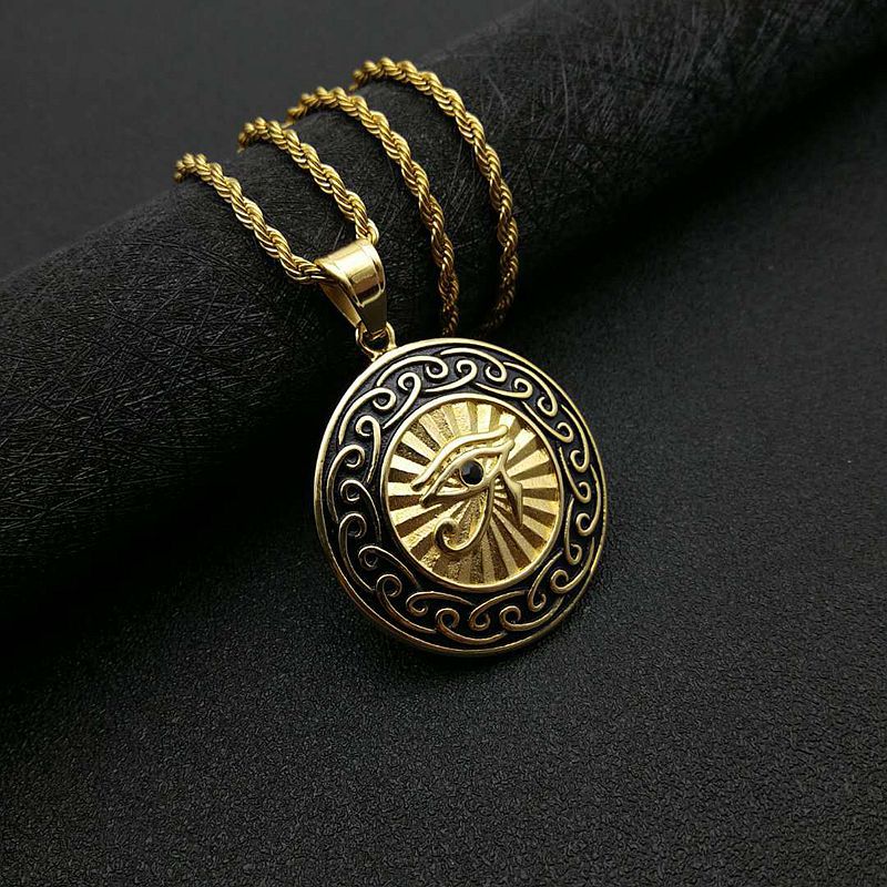 Zircon Necklace - Elegant Eye Of Horus Pendant For Everyday Wear In Gold-Plated Steel Planderful