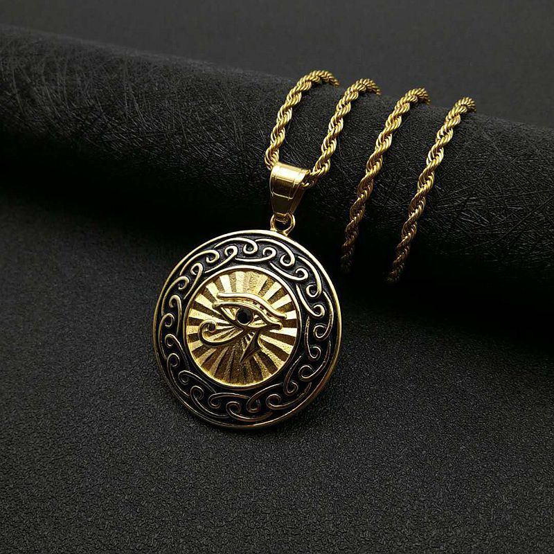 Zircon Necklace - Elegant Eye Of Horus Pendant For Everyday Wear In Gold-Plated Steel Planderful