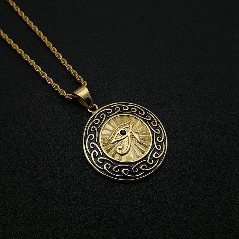 Zircon Necklace - Elegant Eye Of Horus Pendant For Everyday Wear In Gold-Plated Steel Planderful