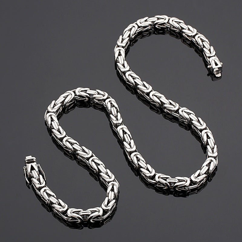 Stainless Steel Fashionable Versatile Square Chain Necklace, Titanium Steel Charm Men's Emperor Chain
