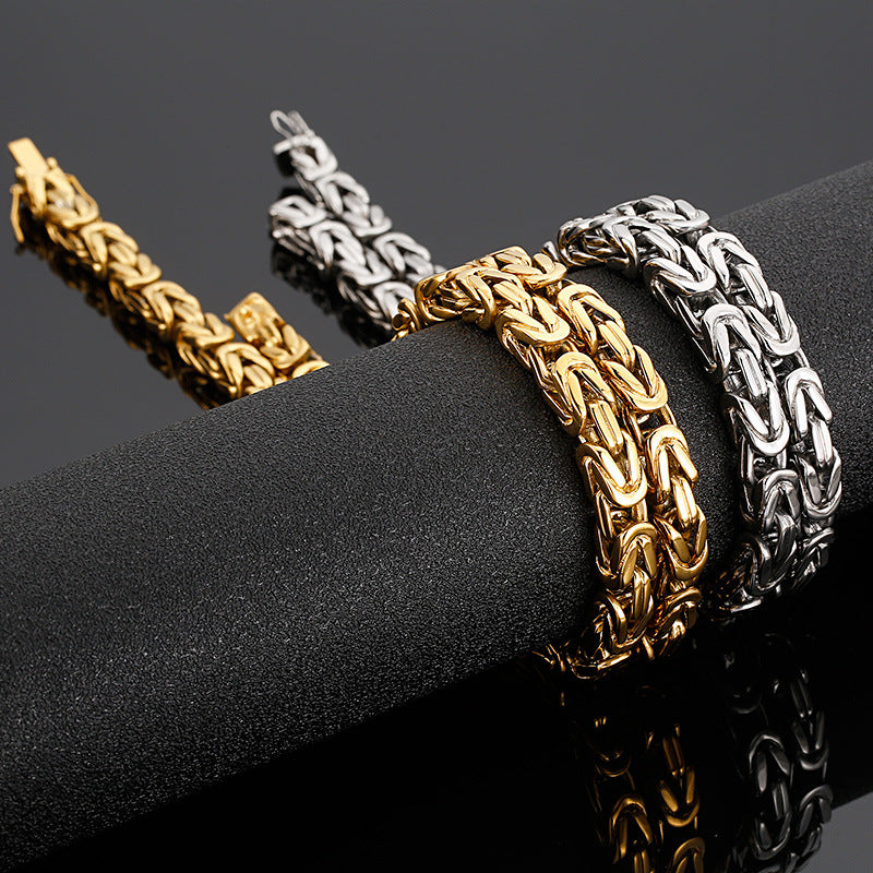 Stainless Steel Fashionable Versatile Square Chain Necklace, Titanium Steel Charm Men's Emperor Chain