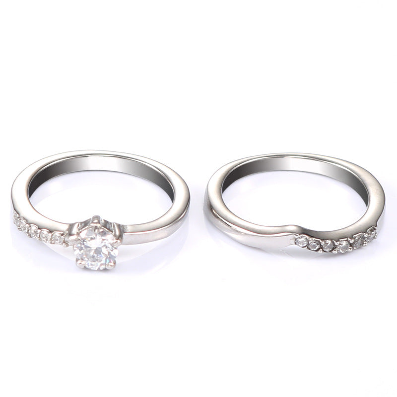 Chic Titanium Steel Women's Ring Set - Personalized Simple Stainless Steel Jewelry for Everyday Style