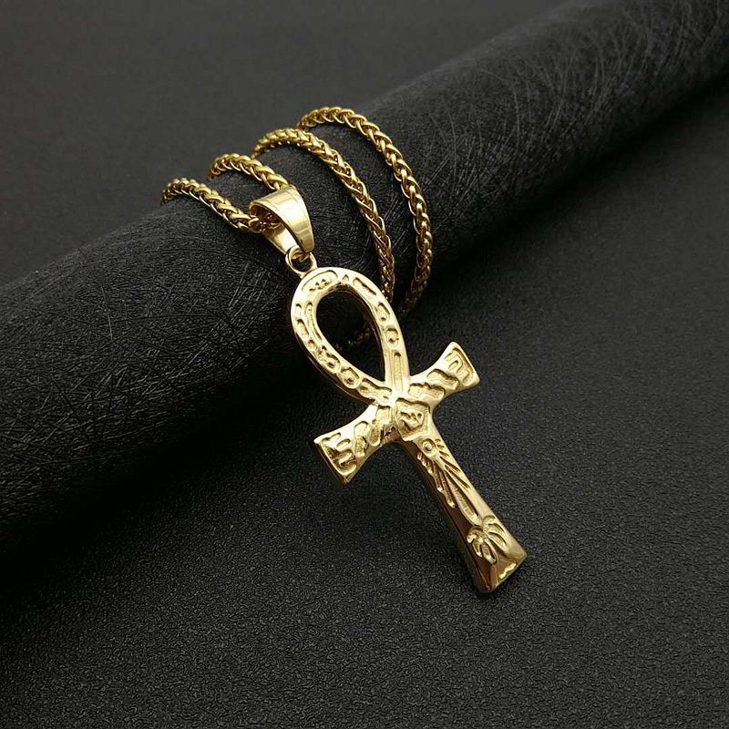 Egyptian Ankh Key Pendant Stainless Steel Necklace Unisex Hip Hop Bold Style Planderful Everyday Genie