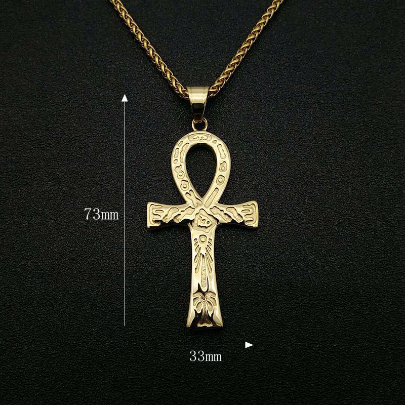 Egyptian Ankh Key Pendant Stainless Steel Necklace Unisex Hip Hop Bold Style Planderful Everyday Genie