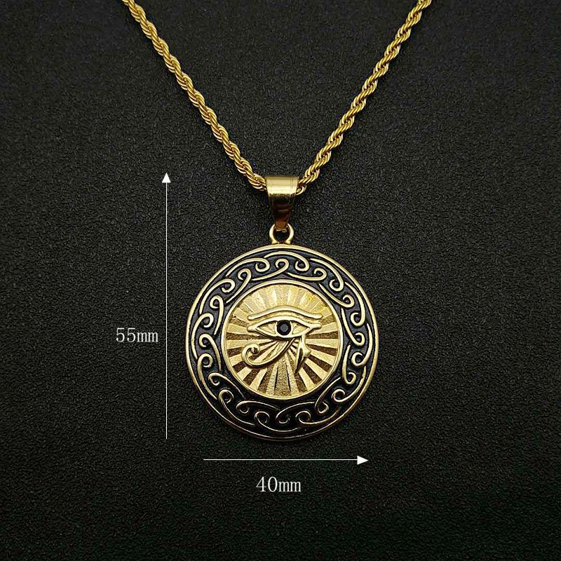 Zircon Necklace - Elegant Eye Of Horus Pendant For Everyday Wear In Gold-Plated Steel Planderful