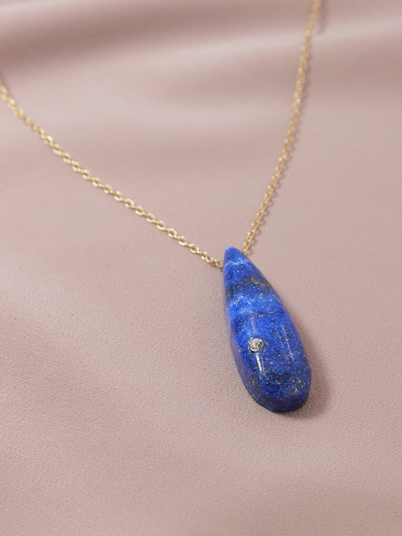 Blue Stone Pendant Necklace - Vienna Verve Collection by Planderful