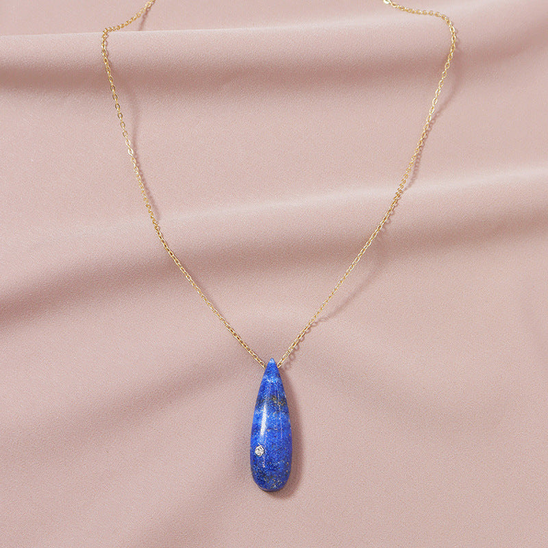 Blue Stone Pendant Necklace - Vienna Verve Collection by Planderful