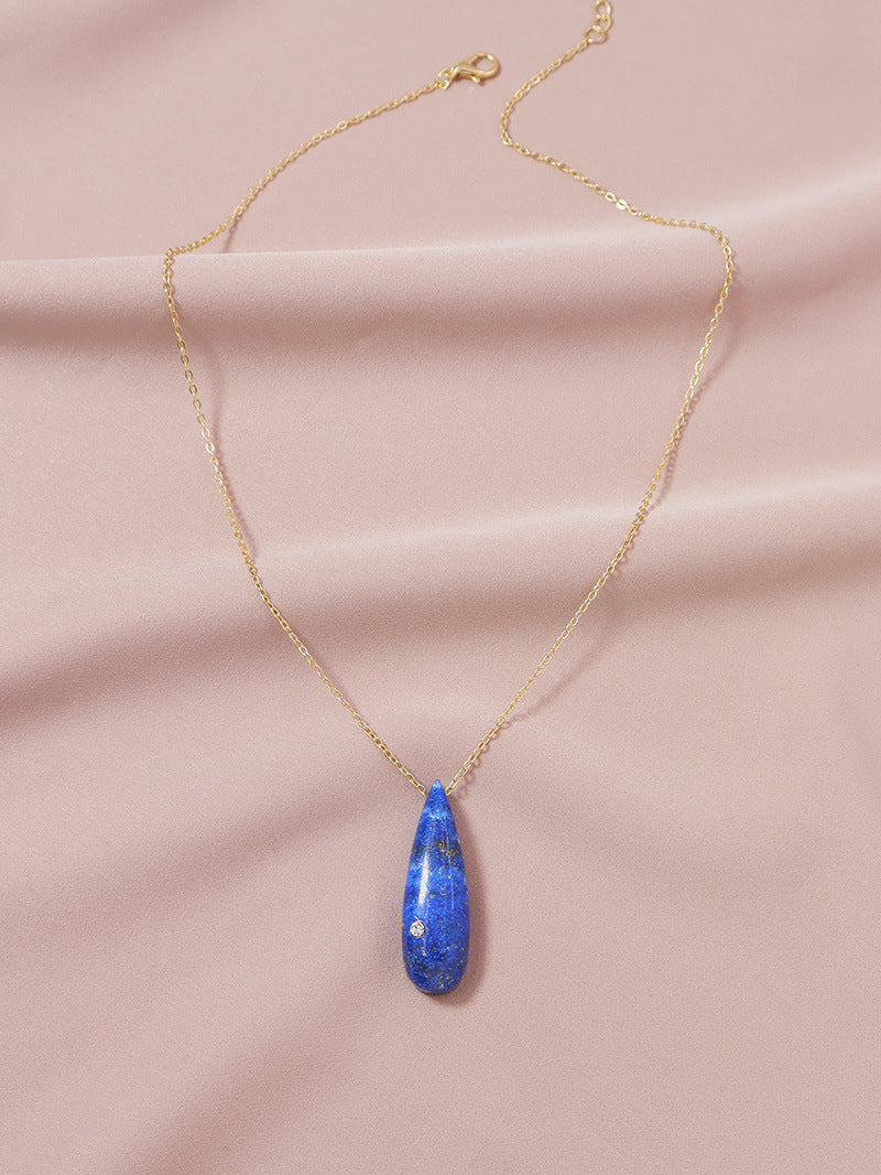 Blue Stone Pendant Necklace - Vienna Verve Collection by Planderful