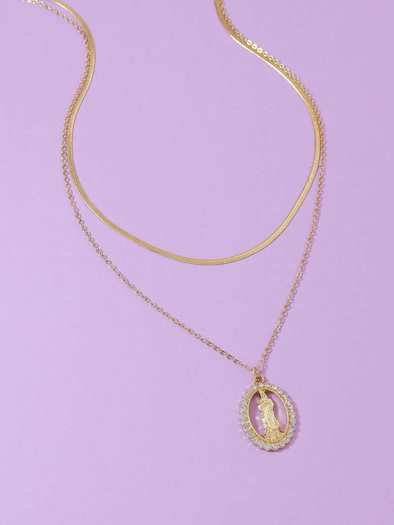 Sparkling Double-Layer Diamond Pendant Necklace - Vienna Verve Collection