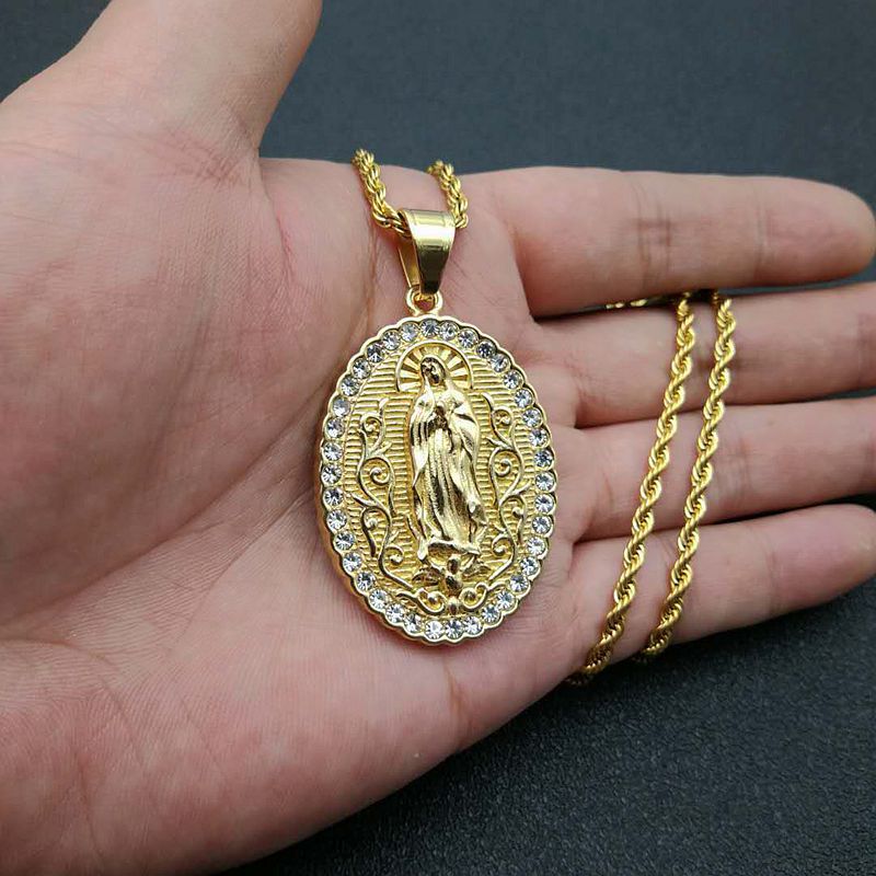 Planderful Everyday Genie Titanium Gold Plated Zircon Hip Hop Pendant Necklace Unisex